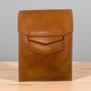 Maxima Swing Bag Saddle Tan Pebbled Leather Structured Crossbody Purse Italy